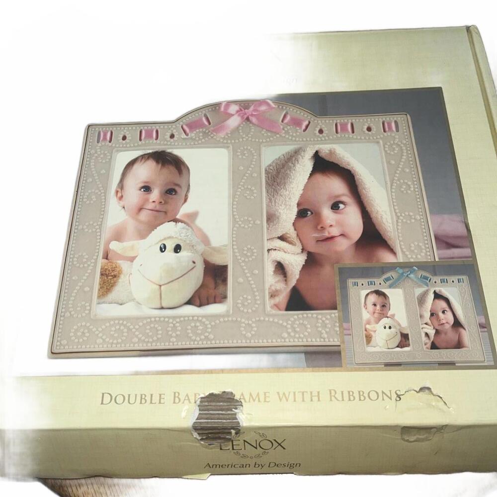 Lenox Double Baby Frame with Interchangeable Ribbons